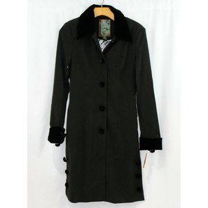 NWT 2OH Threads $379 Two Old Hippies Button Front Velvet Trim Coat XS